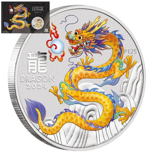 Silbermünze yellow dragon - yellow,